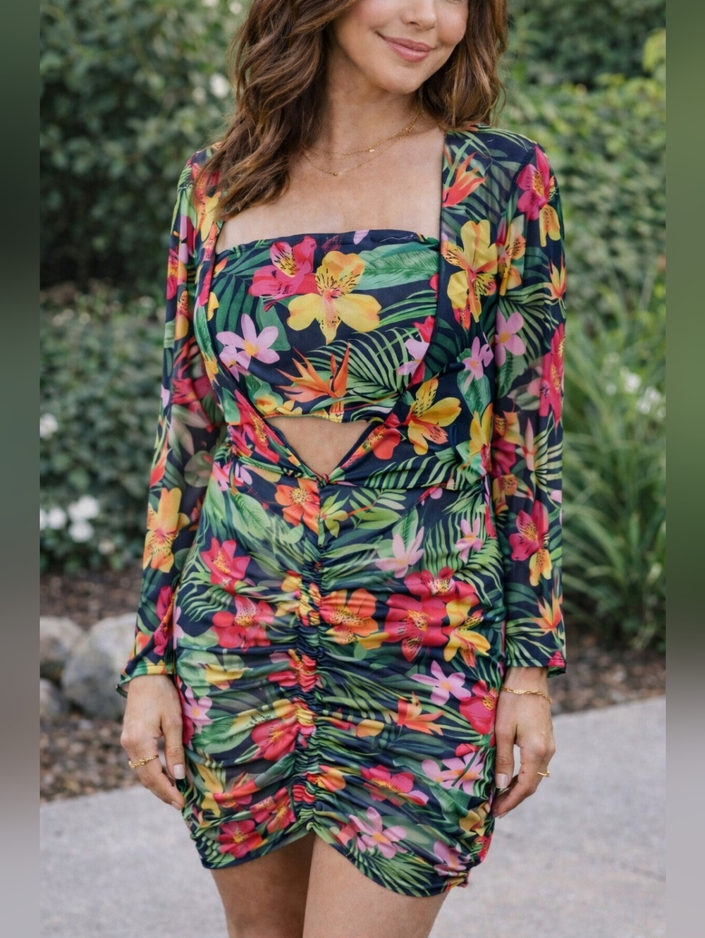 Women’s Tropical Floral 3 Piece Bikini Set Cover Up Kimono Swimsuit Beachwear...